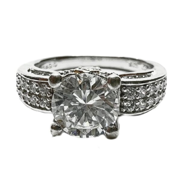 SS Verragio Cushion Cut CZ 2 Toned Ring - Picture 1 of 3